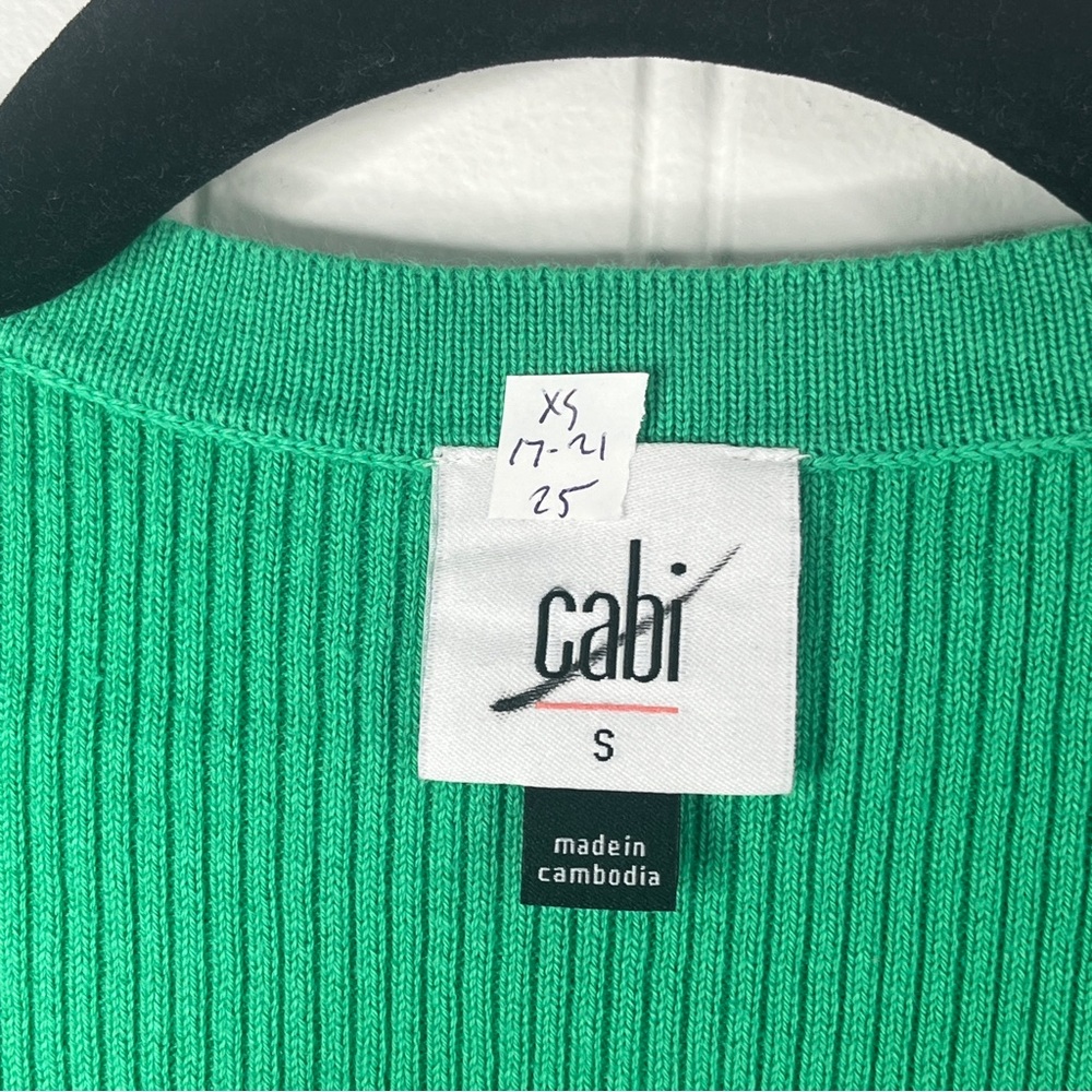 CAbi New Vibrant Green V-Neck Wrap Sweater Ribbed Cocktail Cardigan Long Sleeve - Picture 5 of 8